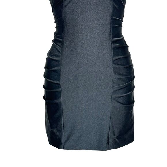 Sherri Hill Black Lace Up Ruched Mini Cocktail Dress | 4 - Picture 6 of 8